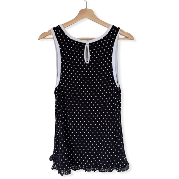 Kate Spade Black w/White Polka Dots Flounced Tank Top - Picture 2 of 8
